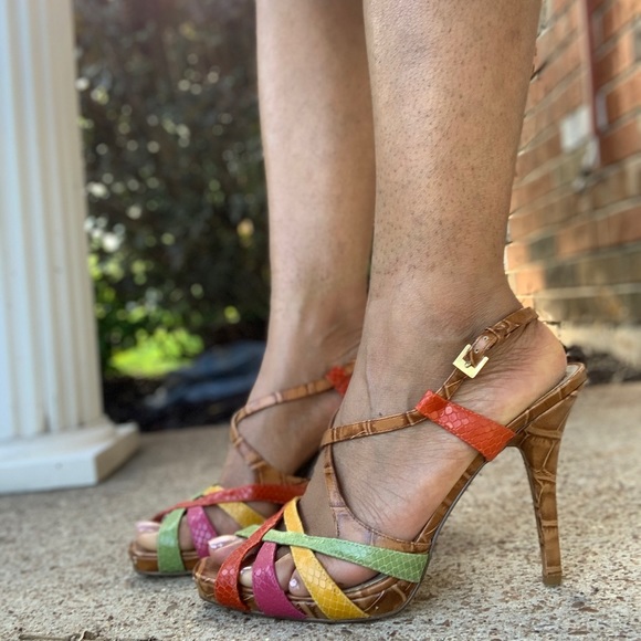 Nine West Multicolored Croco Slingback Heels - Picture 5 of 13